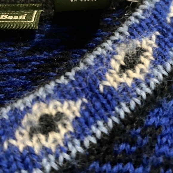 LL Bean Merino Wool Winter Outdoor Comfy FairIsle Nordic Sweater Cardigan Large - Picture 7 of 10